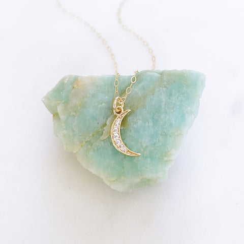 Crescent Moon Necklace, Gold Moon Necklace, Moon Jewelry, Best Friend Birthday Gifts, EMERSON
