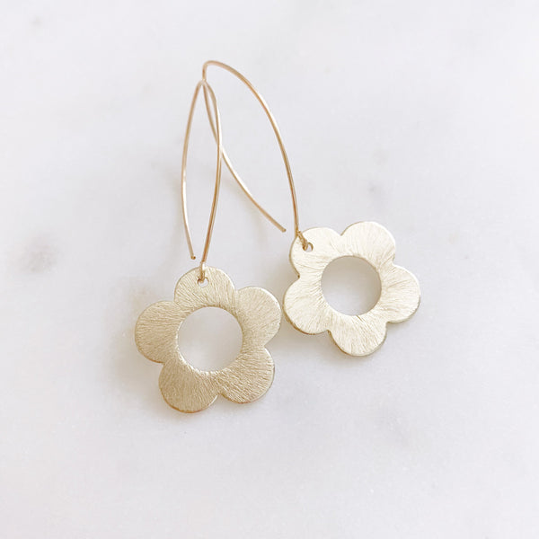 Daisy Earrings, Flower Earrings, Gold Dangle Earrings, Best Friend Birthday Gifts, DAISY