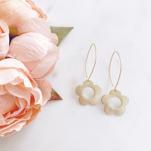 Daisy Earrings, Flower Earrings, Gold Dangle Earrings, Best Friend Birthday Gifts, DAISY