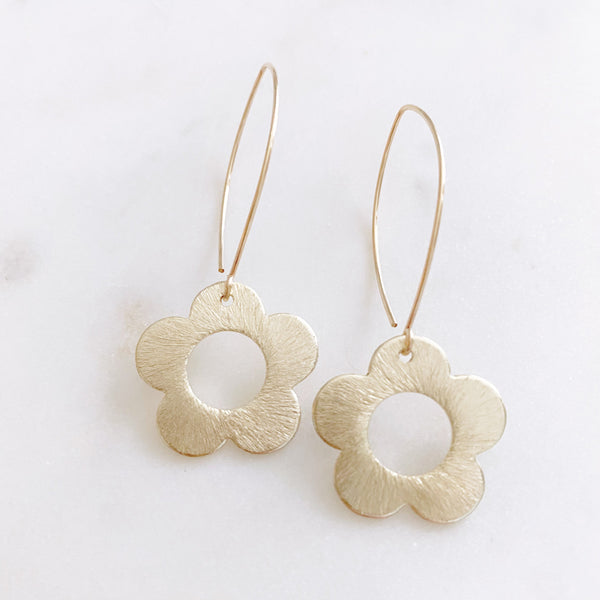 Daisy Earrings, Flower Earrings, Gold Dangle Earrings, Best Friend Birthday Gifts, DAISY