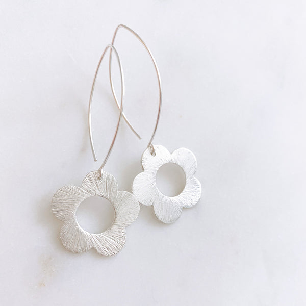 Daisy Earrings, Flower Earrings, Silver Drop Earrings, Best Friend Birthday Gifts, DAISY