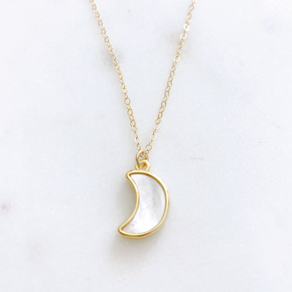 Moon Necklace, Crescent Moon Necklace, Mother of Pearl Necklace, Best Friend Birthday Gifts, APOLLO