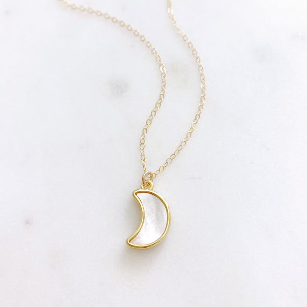 Moon Necklace, Crescent Moon Necklace, Mother of Pearl Necklace, Best Friend Birthday Gifts, APOLLO