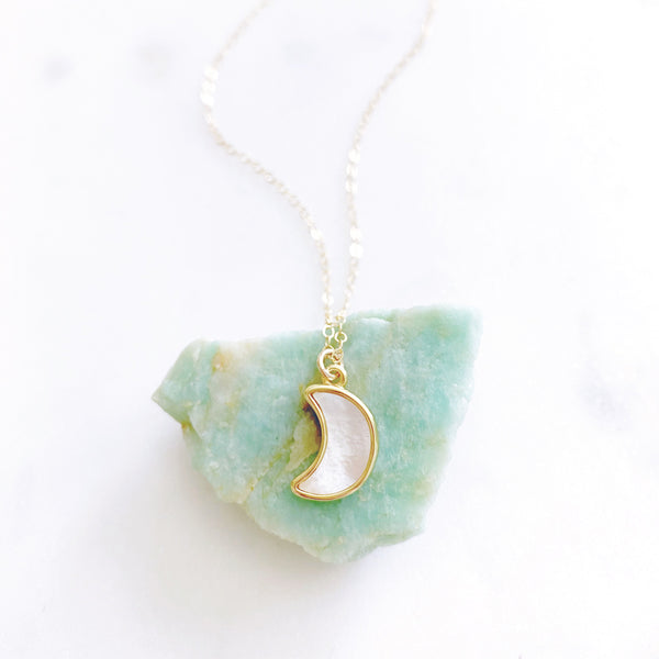 Moon Necklace, Crescent Moon Necklace, Mother of Pearl Necklace, Best Friend Birthday Gifts, APOLLO