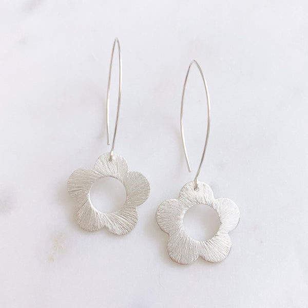 Daisy Earrings, Flower Earrings, Silver Drop Earrings, Best Friend Birthday Gifts, DAISY