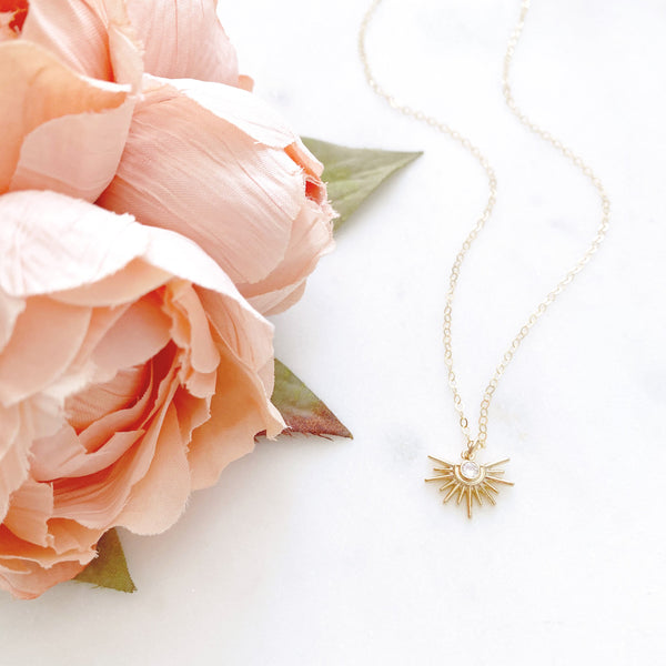 Sun Necklace, Celestial Jewelry, Gold Sun Necklace, Dainty Gold Necklace, Best Friend Birthday Gifts, HEPBURN