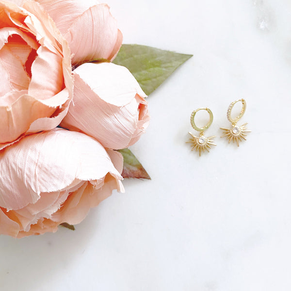 Hoop Earrings with Charm, Huggie Hoop Earrings, Star Earrings, Best Friend Birthday Gifts, HEPBURN