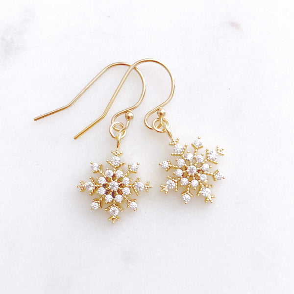 Snowflake Earrings, Christmas Earrings, Secret Santa Gift for Women, JOY