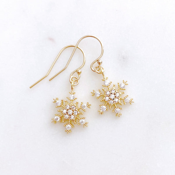 Snowflake Earrings, Christmas Earrings, Secret Santa Gift for Women, JOY