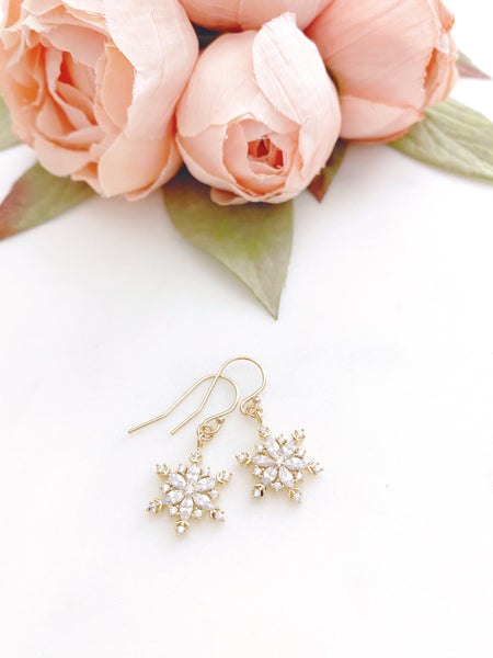 Snowflake Earrings, Christmas Earrings, Secret Santa Gift for Women, JOY