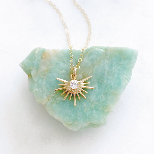 Sun Necklace, Celestial Jewelry, Gold Sun Necklace, Dainty Gold Necklace, Best Friend Birthday Gifts, HEPBURN