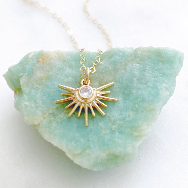 Sun Necklace, Celestial Jewelry, Gold Sun Necklace, Dainty Gold Necklace, Best Friend Birthday Gifts, HEPBURN