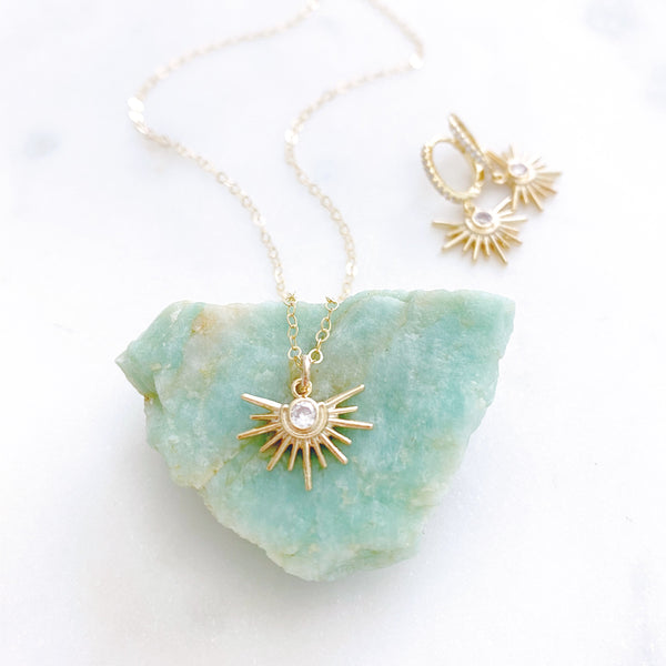 Sun Necklace, Celestial Jewelry, Gold Sun Necklace, Dainty Gold Necklace, Best Friend Birthday Gifts, HEPBURN