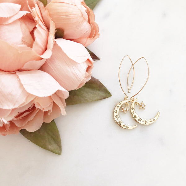 Crescent Moon Earrings, Star and Moon Earrings, Opal Earrings, Best Friend Gifts, Birthday Gifts for Her, AURORA