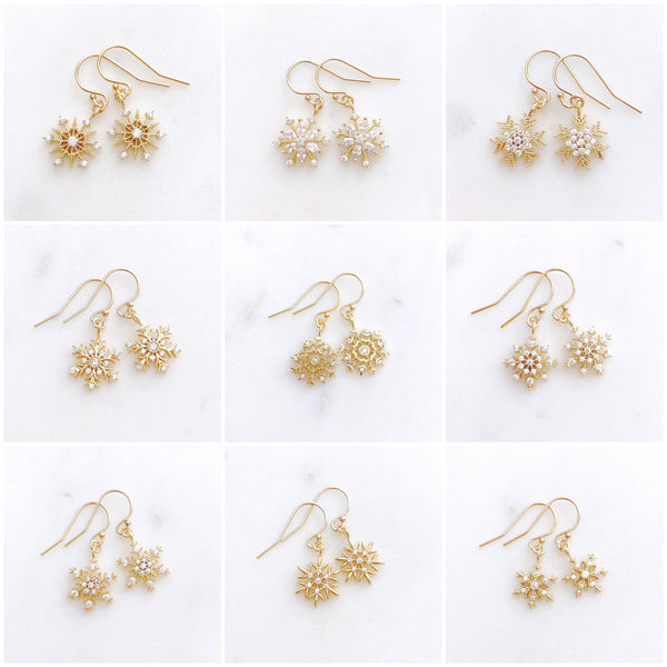 Snowflake Earrings, Christmas Earrings, Secret Santa Gift for Women, JOY