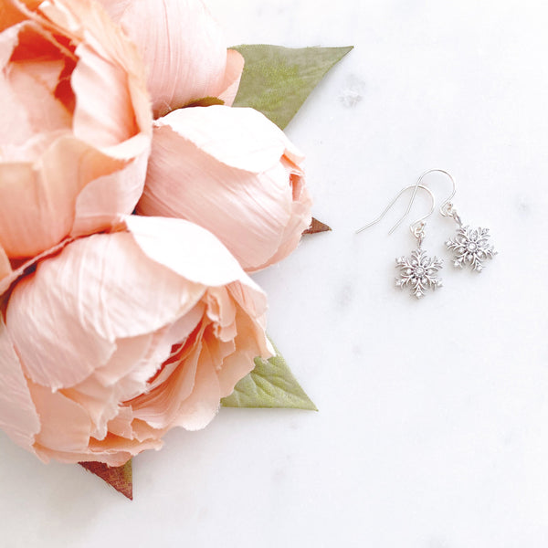 Snowflake Earrings, Christmas Earrings, Secret Santa Gift for Women, JOY