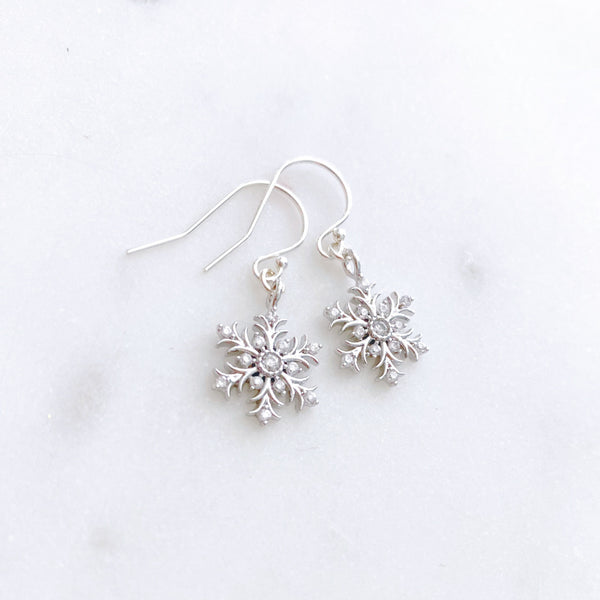 Snowflake Earrings, Christmas Earrings, Secret Santa Gift for Women, JOY