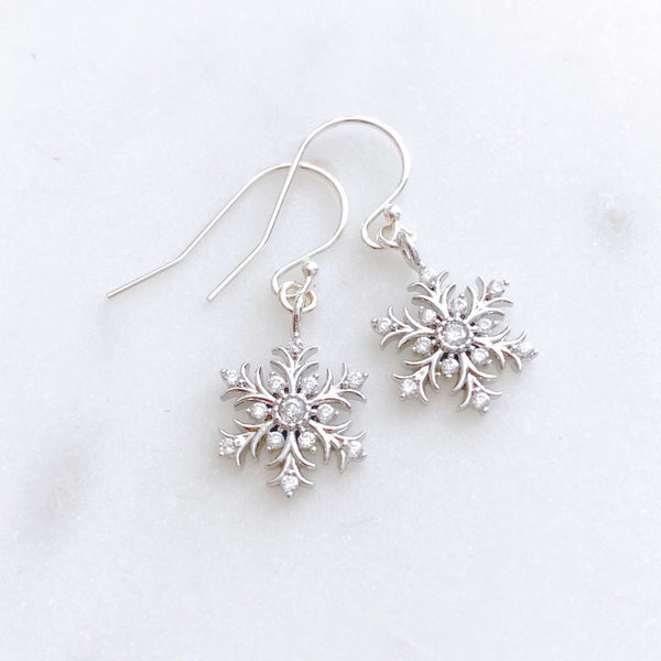 Snowflake Earrings, Christmas Earrings, Secret Santa Gift for Women, JOY