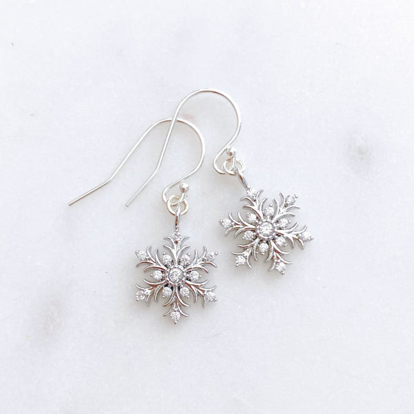 Snowflake Earrings, Christmas Earrings, Secret Santa Gift for Women, JOY