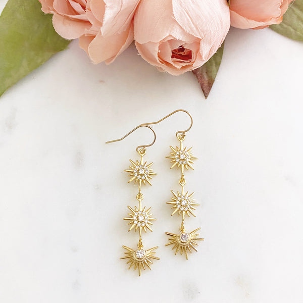 Star Earrings, Long Earrings, Starburst Earrings, Celestial Jewelry, Best Friend Birthday Gifts, Bristol