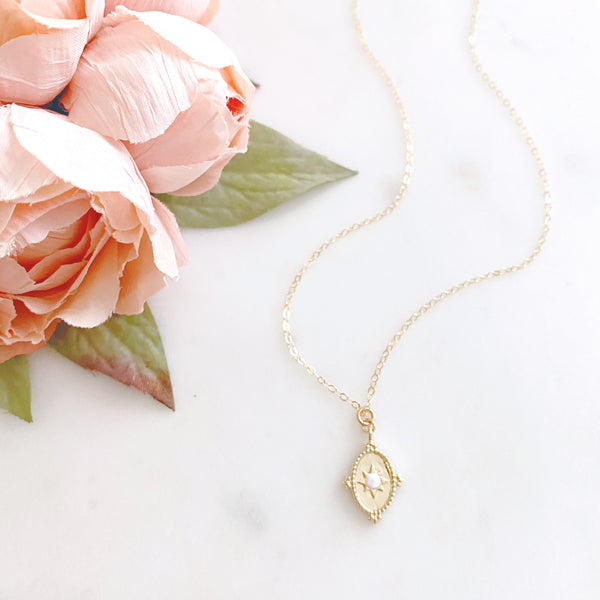 Opal Necklace, White Opal Necklace, Gold Filled Necklace, Dainty Gold Necklace, Mom Gift, Mothers Day Gift from Daughter, Remi
