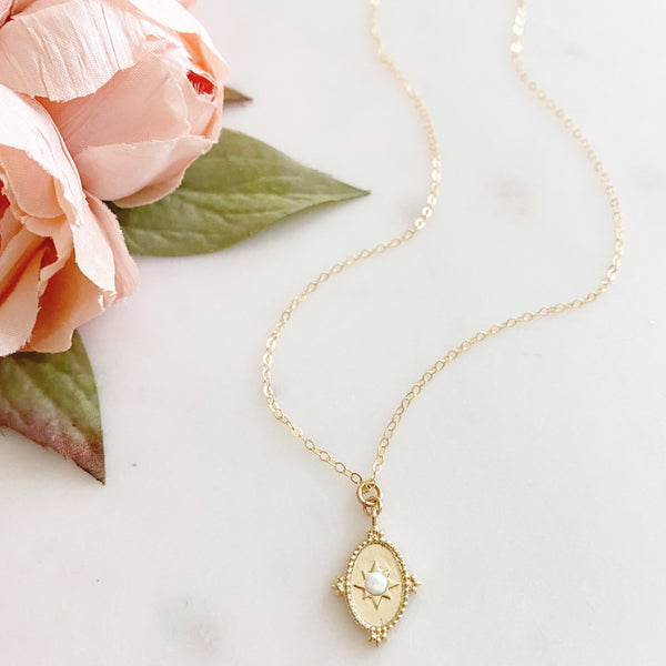 Opal Necklace, White Opal Necklace, Gold Filled Necklace, Dainty Gold Necklace, Mom Gift, Mothers Day Gift from Daughter, Remi