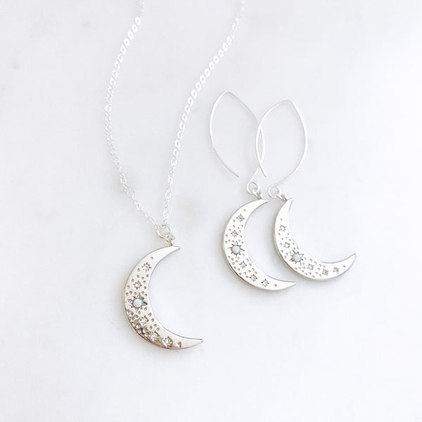 Moon Earrings, Celestial Earrings, Opal Earrings, Mothers Day Gift from Daughter, Mom Gift, Estelle