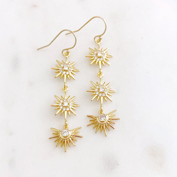 Star Earrings, Long Earrings, Starburst Earrings, Celestial Jewelry, Best Friend Birthday Gifts, Bristol