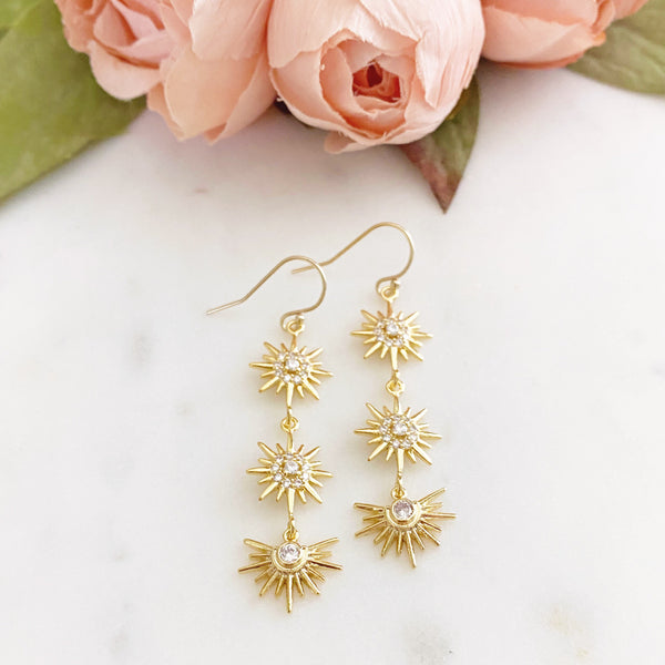 Star Earrings, Long Earrings, Starburst Earrings, Celestial Jewelry, Best Friend Birthday Gifts, Bristol