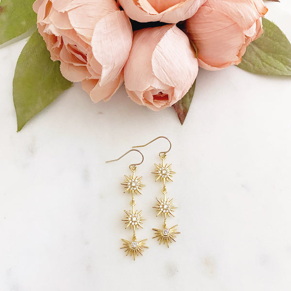 Star Earrings, Long Earrings, Starburst Earrings, Celestial Jewelry, Best Friend Birthday Gifts, Bristol