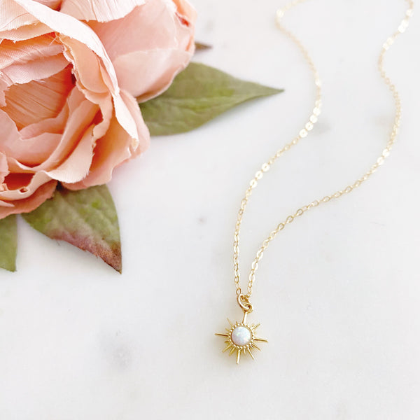 Sunburst Necklace, Opal Necklace, Sun Necklace, Celestial Jewelry, Best Friend Birthday Gifts, Soleil
