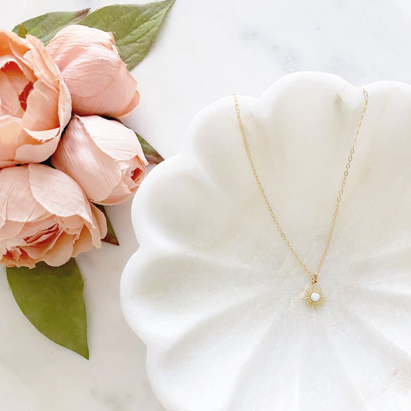Sunburst Necklace, Opal Necklace, Sun Necklace, Celestial Jewelry, Best Friend Birthday Gifts, Soleil
