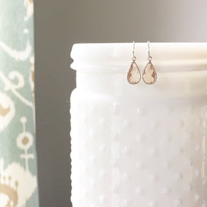 MISCHA | Silver + Blush Faceted Glass Teardrop Earrings | Blush Drop Earrings | Blush Bridesmaid Earrings| Blushi mSilver Earrings