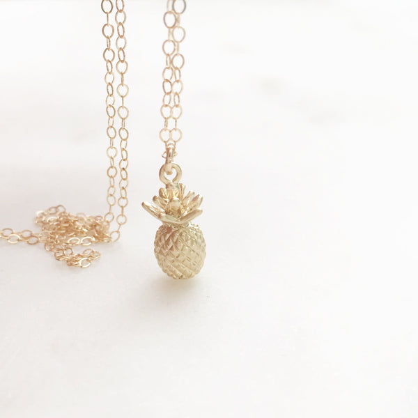 Pineapple Necklace, Dainty Gold Necklace, Fruit Jewelry, Moving Away Gift, College Student Gift, PIPER