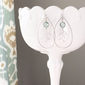 MEADOW | Silver Leaf Earrings | Silver Teardrop Earrings | Silver + Sea Green Leaf Earrings | Bridesmaid Earrings | Bridesmaid Gifts | Leaf