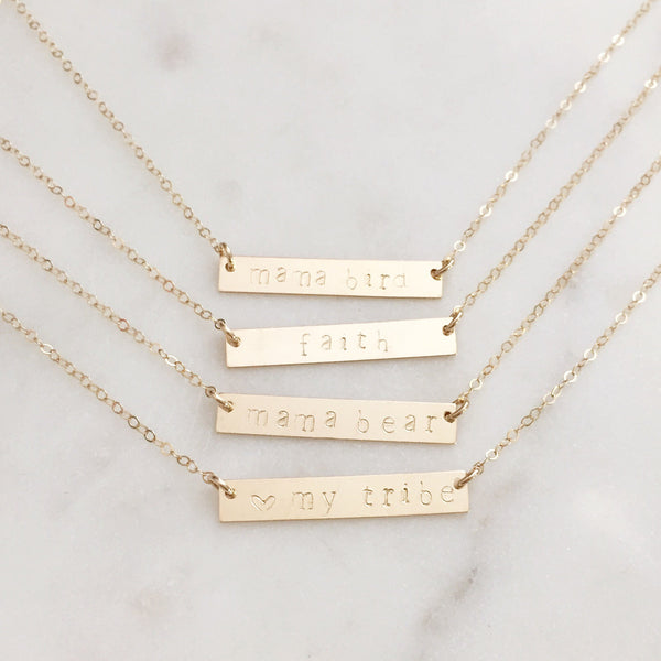 Custom Name Necklace, Gold Bar Necklace, Personalized Necklace, Gold Name Necklace, Personalized Name Necklace, New Mom Gift, Bar Necklace