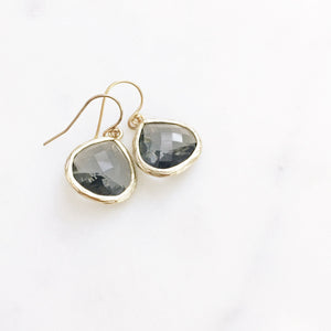 MOLLY | Charcoal Gray Earrings | Bridesmaids Earrings | Gray + Gold Bridesmaids Earrings | Gold Teardrop Earrings | Gray Bridesmaid Dangle