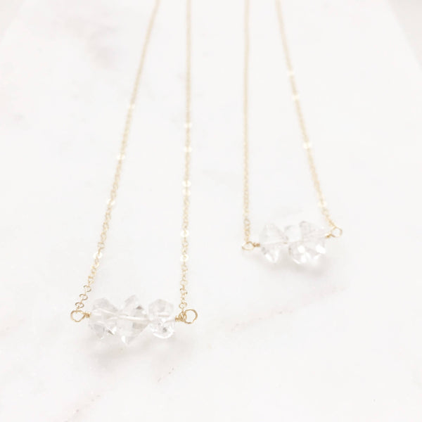 LIAM | Herkimer Diamond Necklace | Triple Herkimer Necklace | Gold Wire Wrapped Herkimer Diamond Necklace | Herkimer Pendant | Gold Filled