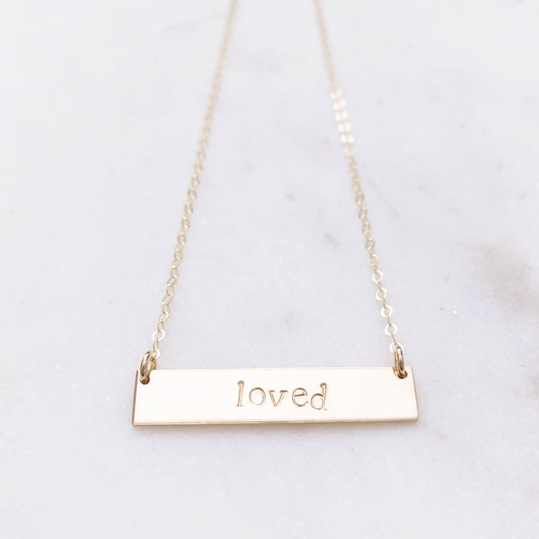 Loved Bar Necklace, Bar Necklace, Gold Bar Necklace, Gift For Her, Gift For Wife, Girlfriend Gift, Dainty Necklace, Gold Filled Necklace