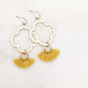 CHARLIE | Goldenrod Fan Tassel Earrings | Moroccan Tassel Earrings | Statement Tassel Earrings | Mustard Tassel Earrings | Small Tassel