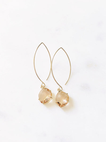 MAYA | Blush Threader Earrings | Blush Dangle Earrings | Long Gold Wire Threader Earrings | Blush Gold Filled Threaders | Blush Threaders