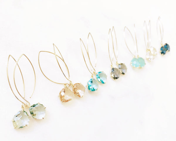 MAYA | Threader Earrings | Gem Dangle Earrings | Long Gold Wire Threader Earrings | Gem Gold Filled Threaders | Gem Threaders