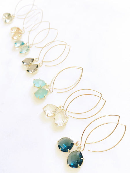 Navy Threader Earrings, Navy Dangle Earrings, Long Gold Wire Threader Earrings, Sapphire Gold Filled Threaders, Sapphire Threader, MAYA