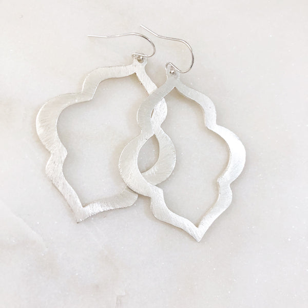 RIVER | Silver Keyhole Earrings | Silver Dangle Earrings | Silver Boho Earrings | Brushed Silver Moroccan Earrings | Silver Earrings