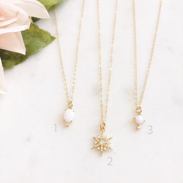 OPAL | Opal Star Necklace | Opal Necklace | Gold Star Necklace | Dainty Opal Star Necklace | White Opal Necklace | The Dainty Doe Necklace