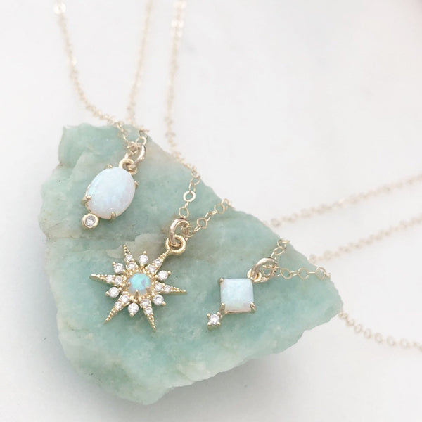 OPAL | Opal Star Necklace | Opal Necklace | Gold Star Necklace | Dainty Opal Star Necklace | White Opal Necklace | The Dainty Doe Necklace