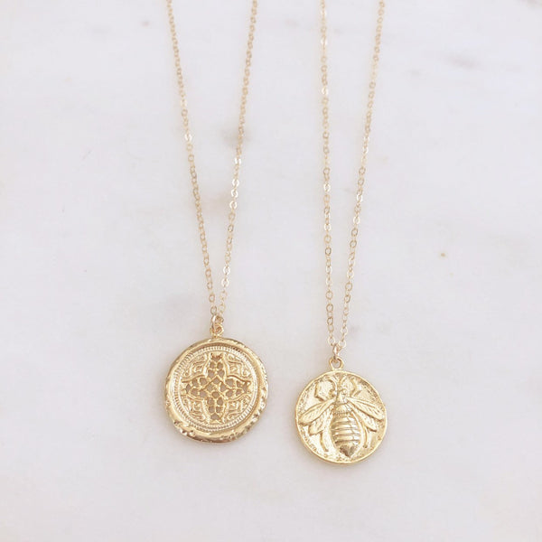 BELLA | Gold Coin Necklace | Gold Disc Necklace | Gold Cross Necklace | Gold Cross Coin Necklace | Dainty Coin Necklace | Dainty Gold Filled