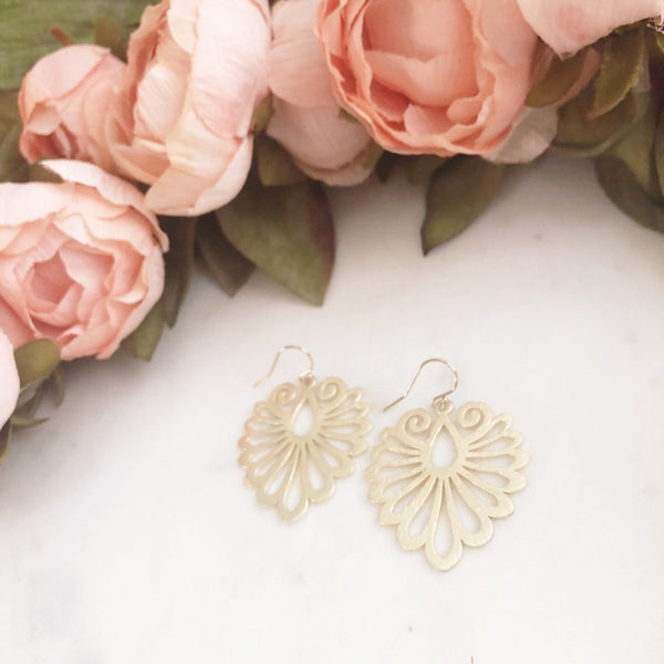 EMBRY | Brushed Gold Dangle Earrings | Gold Boho Earrings | Gold Statement Earrings | Brushed Gold Moroccan Earrings | Gold Bohemian