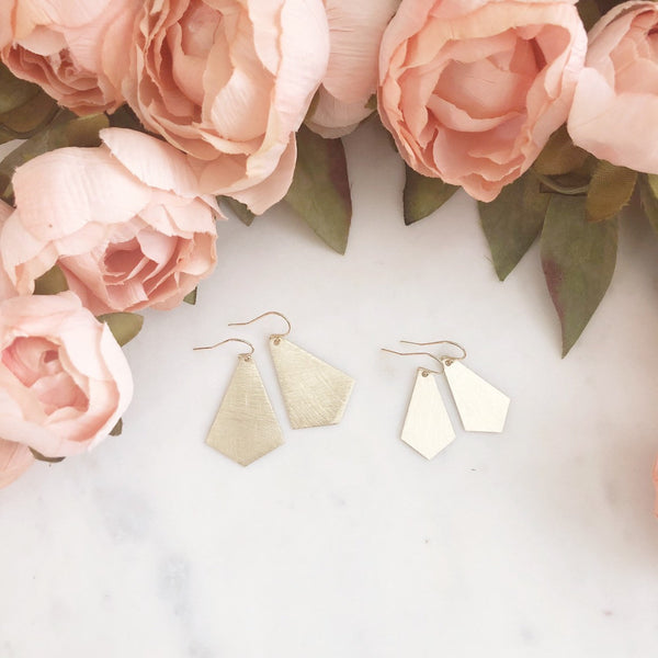 RILEY | Gold Geometric Earrings | Gold Diamond Shaped Earrings | Gold Dangle Earrings | Brushed Gold Kite Earrings | Gold Earrings