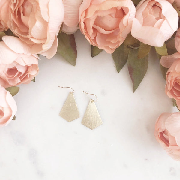 RILEY | Gold Geometric Earrings | Gold Diamond Shaped Earrings | Gold Dangle Earrings | Brushed Gold Kite Earrings | Gold Earrings